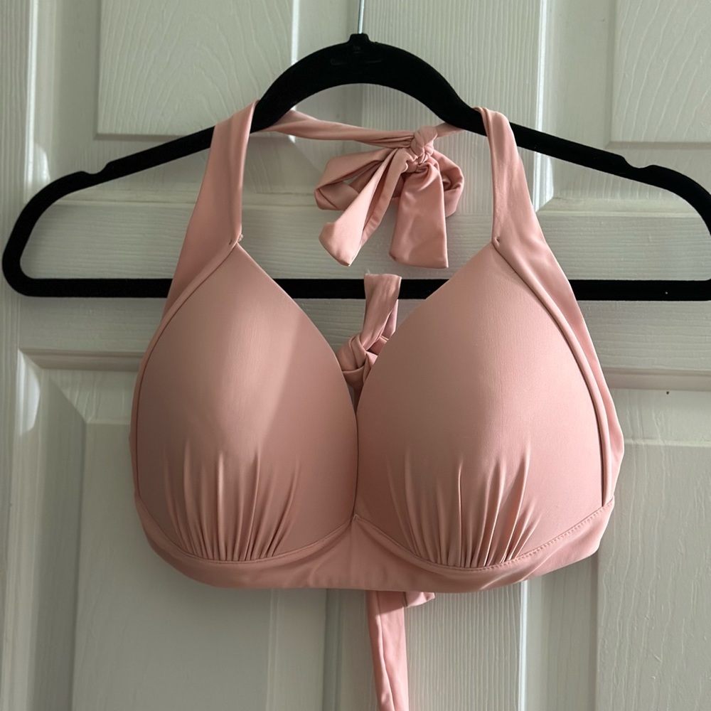 Futurino halter style soft pink bathing bikini top women’s size XL